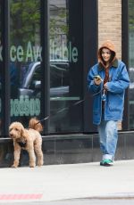 RACHEL ZEGLER Out with Her Dog in New York City 04/21/2025