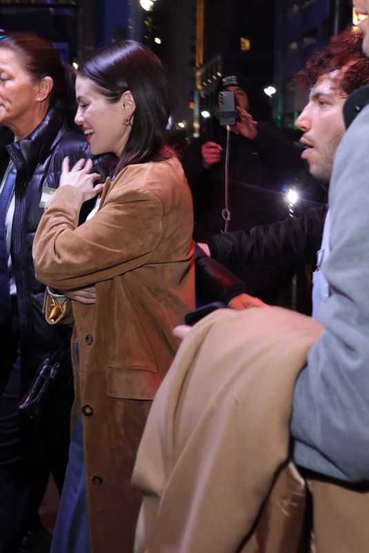 SELENA GOMEZ and Benny Blanco Arrives for Knicks Game at Madison Square Garden in New York City 04/08/2025