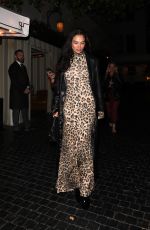 SHANINA SHAIK in a Leopard Print Dress Night Out in Los Angeles 04/18/2025