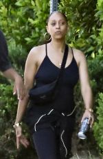 TIA MOWRY on a Hike at Wilacre Park with Her Son Cree 04/19/2025