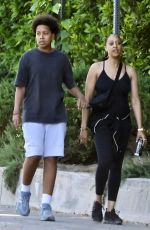 TIA MOWRY on a Hike at Wilacre Park with Her Son Cree 04/19/2025