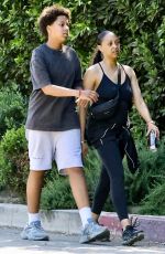 TIA MOWRY on a Hike at Wilacre Park with Her Son Cree 04/19/2025