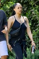 TIA MOWRY on a Hike at Wilacre Park with Her Son Cree 04/19/2025