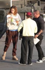 ZENDAYA and Tom Holland on the Set of Euphoria in Los Angeles 04/27/2025