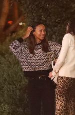 ZOE SALDANA Out for a Double Dinner Date with Friends in West Hollywood 04/16/2025