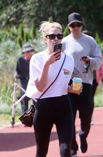 ASHLEY BENSON and Brandon Davis Out with Their Dog in Beverly Hills 05/14/2025