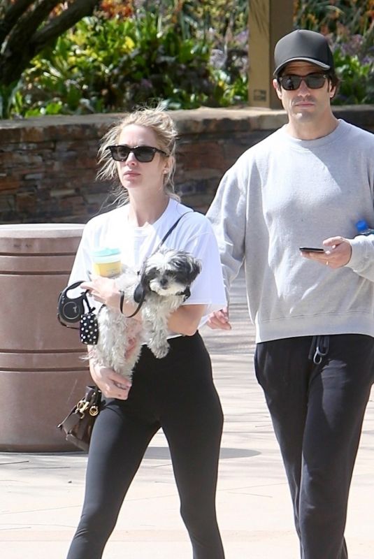 ASHLEY BENSON and Brandon Davis Out with Their Dog in Beverly Hills 05/14/2025