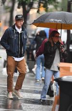 ASHLEY TISDALE and Christopher French Rnjoy a Rainy Dinner Date in New York 05/28/2025