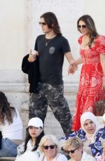 ELIZABETH HURLEY Out with Her Son Damian at Del Babbuino in Rome 05/25/2025