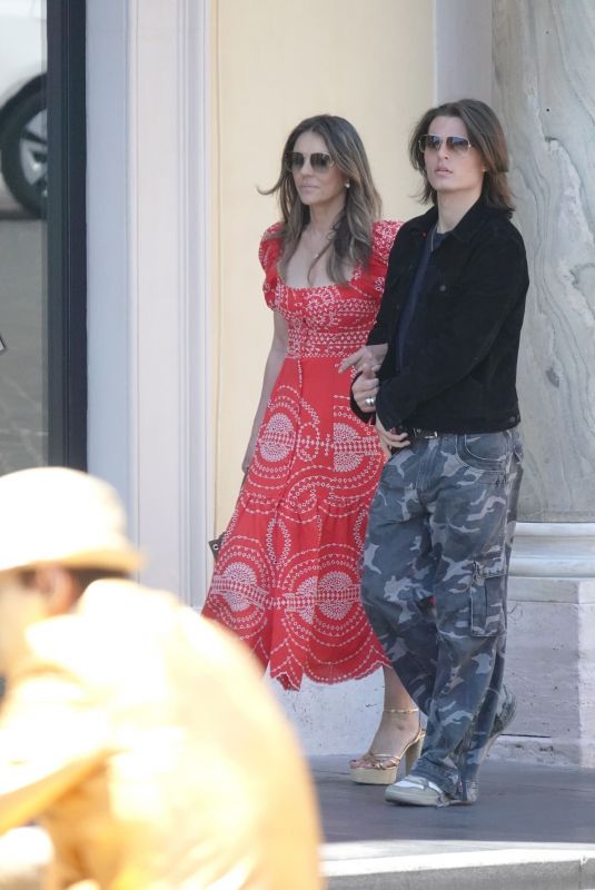 ELIZABETH HURLEY Out with Her Son Damian at Del Babbuino in Rome 05/25/2025