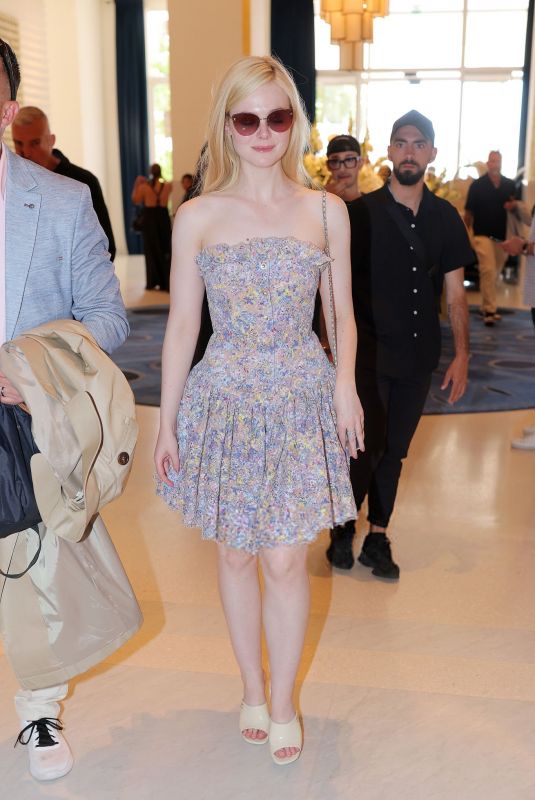 ELLE FANNING ina Chanel Resort Dress at Hotel Martinez in Cannes 05/23/2025