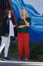 ELLE FANNING on the Set of Margot