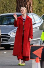 ELLE FANNING on the Set of Margot