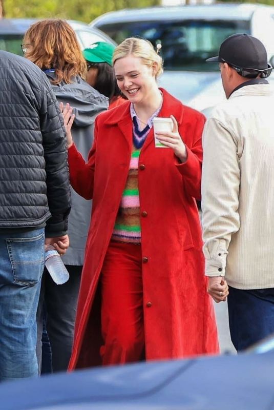 ELLE FANNING on the Set of Margot