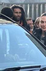 GAL GADOT and Alfred Enoch on the Set of The Runner in Canary Wharf in London 05/09/2025