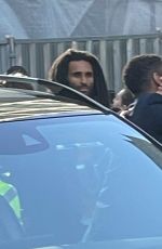 GAL GADOT and Alfred Enoch on the Set of The Runner in Canary Wharf in London 05/09/2025