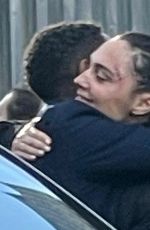 GAL GADOT and Alfred Enoch on the Set of The Runner in Canary Wharf in London 05/09/2025
