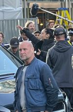 GAL GADOT and Alfred Enoch on the Set of The Runner in Canary Wharf in London 05/09/2025