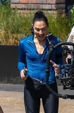 GAL GADOT on the Set of Her Upcoming Thriller Movie Runner in London 04/30/2025
