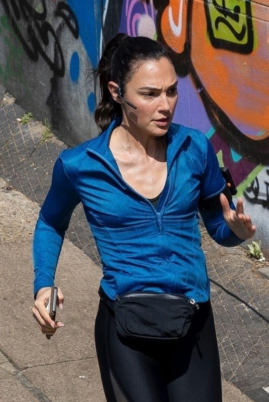 GAL GADOT on the Set of Her Upcoming Thriller Movie Runner in London 04/30/2025