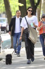 IRINA SHAYK Out with Her Dog in West Village 04/30/2025