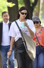 IRINA SHAYK Out with Her Dog in West Village 04/30/2025