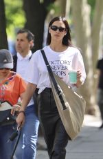 IRINA SHAYK Out with Her Dog in West Village 04/30/2025
