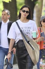 IRINA SHAYK Out with Her Dog in West Village 04/30/2025