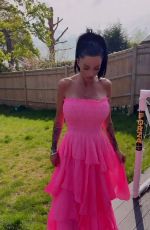 KATIE PRICE Shows off Her Pink Princess Dress from JYY London 04/30/2025