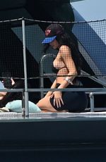 KYLIE JENNER in Bikini on Yacht at F1 Weekend with Hailey Bieber and Friends in Miami 05/02/2025