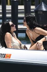 KYLIE JENNER in Bikini on Yacht at F1 Weekend with Hailey Bieber and Friends in Miami 05/02/2025