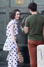 LILY COLLINS on the Set of Emily in Paris in Aventine Neighborhood of Rome 05/23/2025