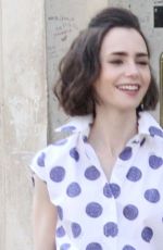 LILY COLLINS on the Set of Emily in Paris in Aventine Neighborhood of Rome 05/23/2025