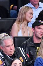 LILY-ROSE DEPP and 070 SHAKE at NBA Playoff Game Between L.A. Lakers and Minnesota Timberwolves in Los Angeles 04/30/2025