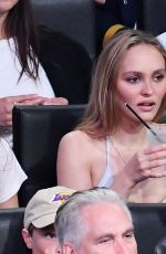 LILY-ROSE DEPP and 070 SHAKE at NBA Playoff Game Between L.A. Lakers and Minnesota Timberwolves in Los Angeles 04/30/2025