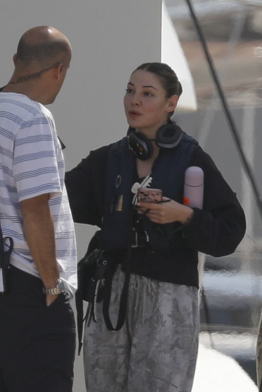 MADELYN CLINE on the Set of Day Drinker in Barcelona 05/03/2025
