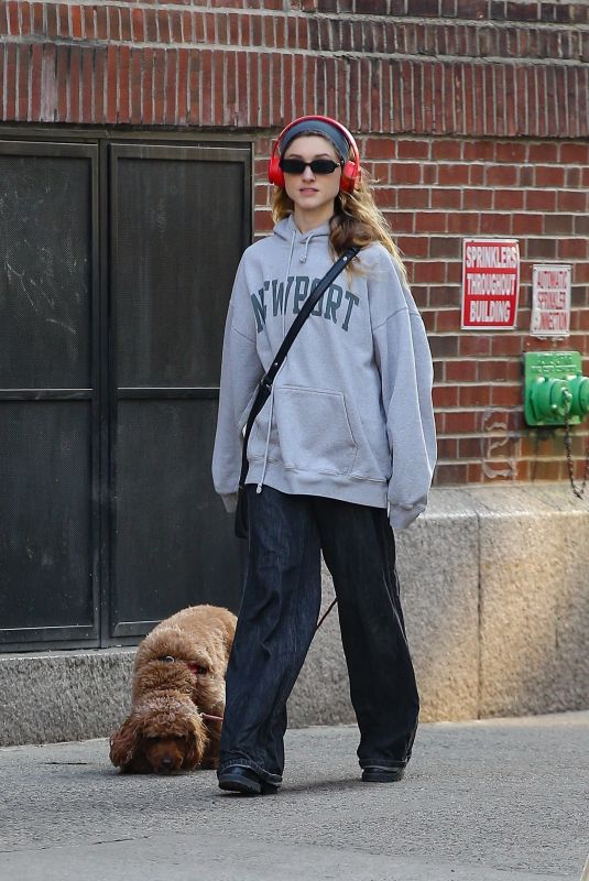 NATALIA DYER Out with Her Dog in New York 05/01/2025