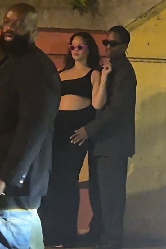 Pregnant RIHANNA Out for Dinner with A$AP Rocky at Palm Beach in Cannes 05/20/2025