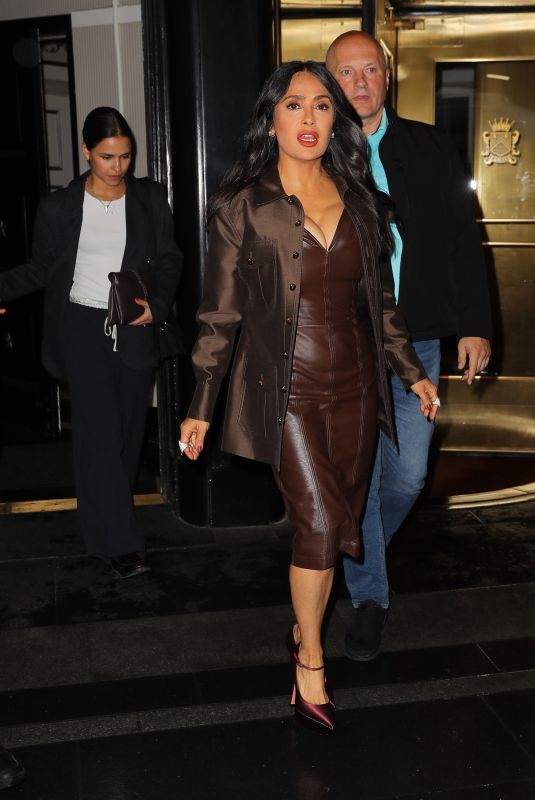 SALMA HAYEK Heading to Jimmy Fallon Show in New York 05/14/2025