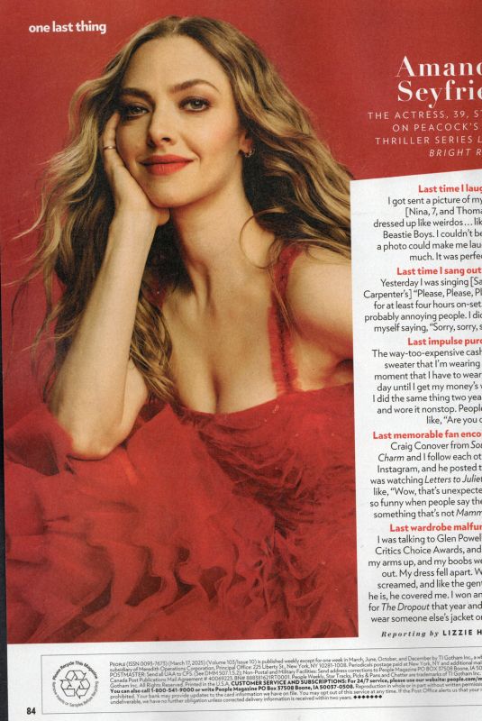 AMANDA SEYFRIED in People Magazine, March 2025