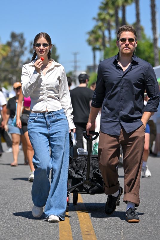 BARBARA PALVIN and Dylan Sprouse Out Shopping at a Farmers Market in Los Angeles 06/29/2025
