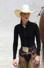 BELLA HADID Practices to Compete in Horse Cutting Championship in Las Vegas 06/15/2025