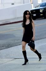 CAMILA CABELLO in a Black Vvintage Claude Montana Dress and Boots Out in Los Angeles 06/19/2025