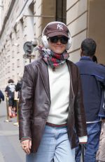 EMMA WATSON Out in a Brown Leather Jacket and Jeans in Paris 06/08/2025