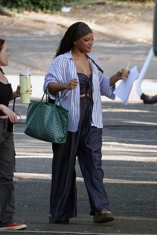 HALLE BAILEY on the Set of Upcoming Film Italianna in Rome 06/29/2025