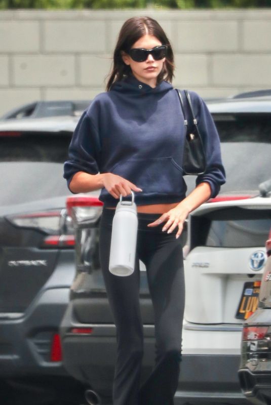 KAIA GERBER Laves a Cycling Gym in Los Angeles 06/04/2025