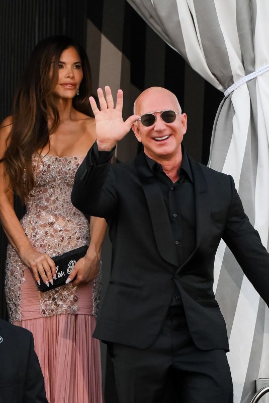 LAUREN SANCHEZ and Jeff Bezos Out in Evening in Venice 06/28/2025