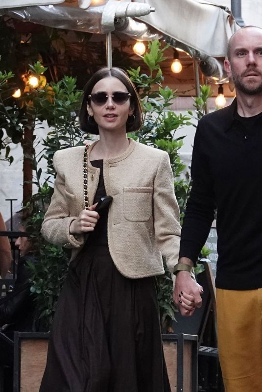 LILY COLLINS and Charlie Mcdowell Out in Rome 05/14/2025