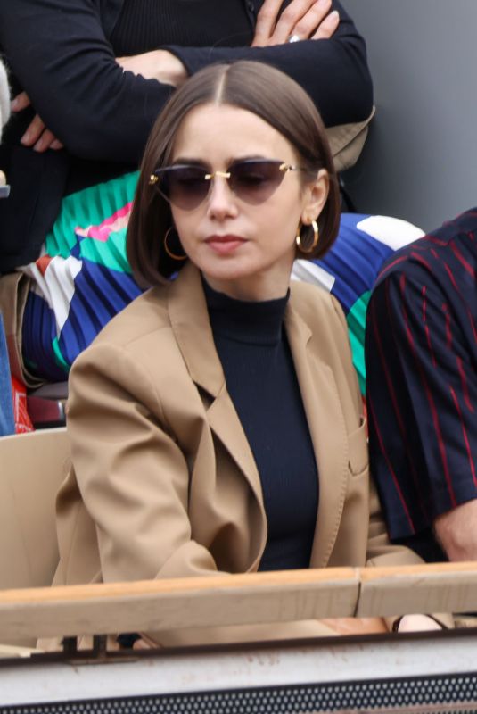LILY COLLINS at French Open at Roland Garros in Paris 06/08/2025