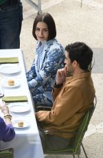 LILY COLLINS Filming a Lunch Scene for Emily in Paris in- Rome 05/08/2025